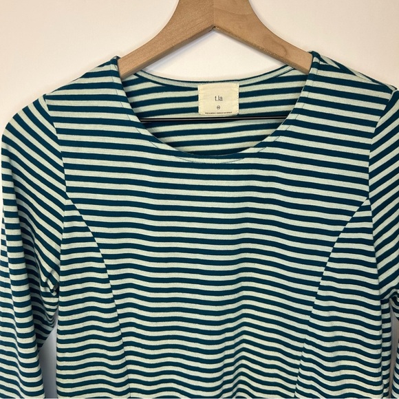 T.la from Anthropologie Barela Tie-Waist Top in Green and Blue Stripes, Size XS - Picture 5 of 9